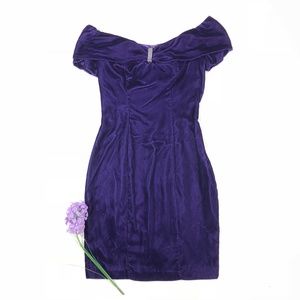 VINTAGE Purple Velvet Off-Shoulder Formal Dress